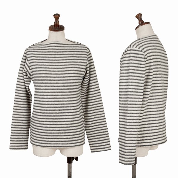 【中古】 コムコム コムデ給仕COMME des GARCONS ボートネックパイルボーダーカットソー 白紺M【レディース】