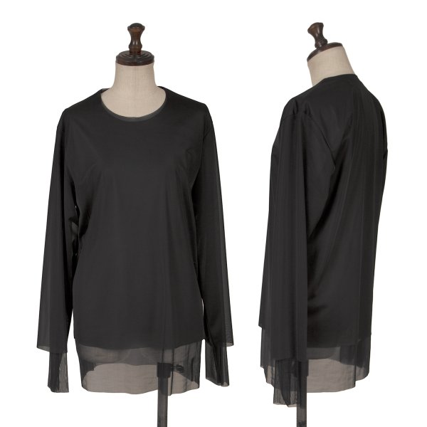 コムコム コムデ給仕COMME des GARCONS ポリメッシュレイヤードカットソー 黒XS【レディース】