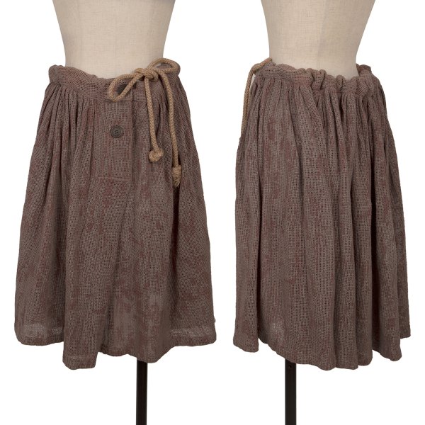 【中古】 ワールズエンドWorlds End Vivienne Westwood 綿織物メッシュ編みワイドニットスカート 茶M位【レディース】