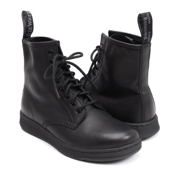 【中古】 ドクターマーチンDr.Martens フラットソール8ホールレザーブーツ 黒US8(25cm位)【レディース】