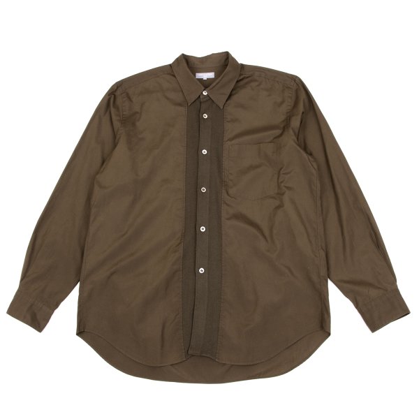 【中古】 コムデギャルソン オムCOMME des GARCONS HOMME コットンウール切替デザイン長袖シャツ 茶L【メンズ】