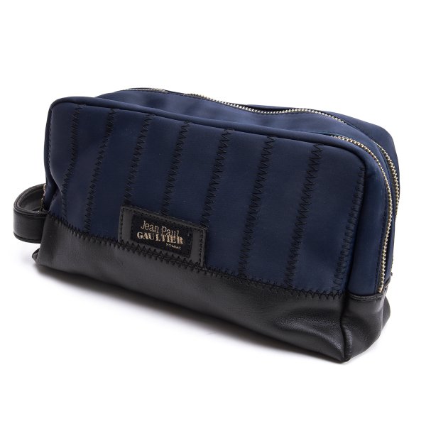 【中古】 ジャンポールゴルチエ オムJean Paul GAULTIER HOMME ダブルコンパートメントジグザグステッチ切替クラッチバッグ 紺黒【メンズ】|PLAYFUL