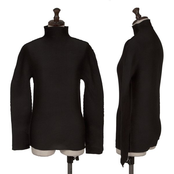 【中古】 イッセイミヤケ ミーISSEY MIYAKE me ストレッチプリーツハイネックカットソー 黒F【レディース】|PLAYFUL