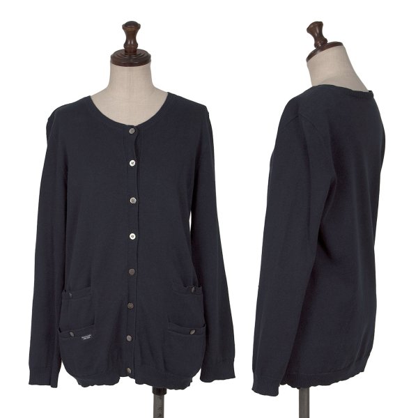 【中古】 マドモアゼルノンノンMademoiselle NON NON リネンコットンツインポケットカーディガン 紺38M【レディース】｜PLAYFUL