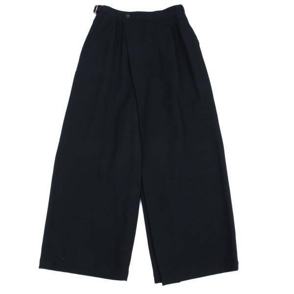 【中古】 トリココムデギャルソンtricot COMME des GARCONS ウールサイドベルトハーフラップデザインパンツ 紺M【レディース】 パンツ-ボトムス-レディースファッション