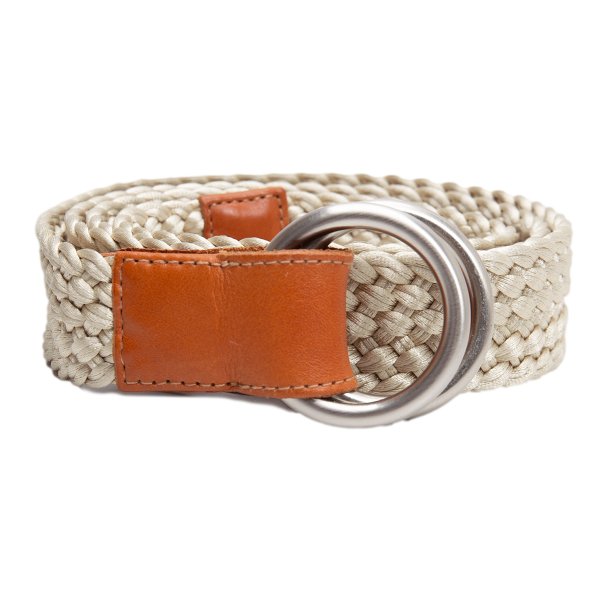 【中古】 アルマーニエクスチェンジARMANI EXCHANGE 編み込みサークルバックルベルト 象牙色【メンズ】