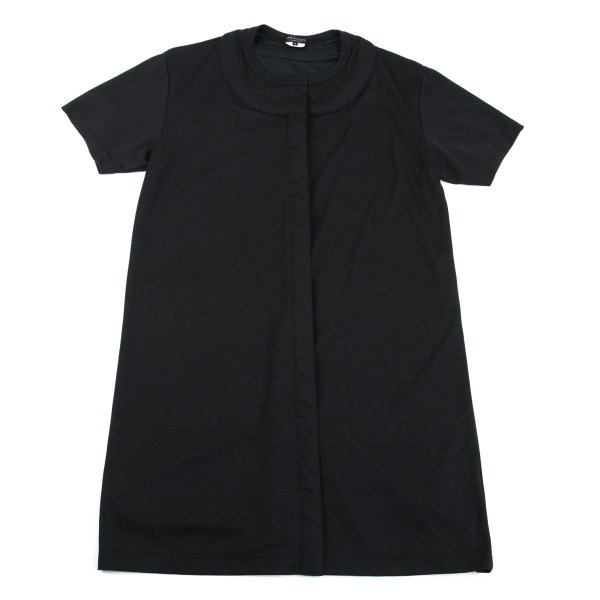 【中古】 コムデ給仕 オムプリュスCOMME des GARCONS HOMME PLUS ポリボタンレス半袖ロングジレー 黒M【メンズ】
