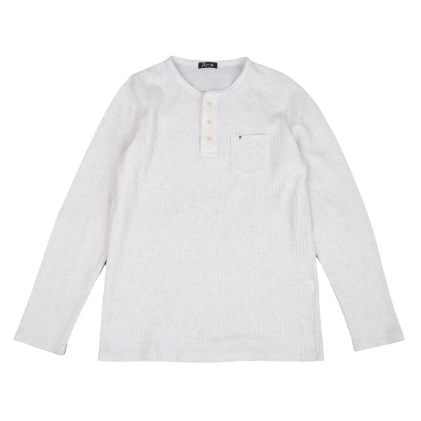 【中古】 パパスプラスPapas+ コットンヘンリーネックワッフルカットソー グレーM【メンズ】|PLAYFUL