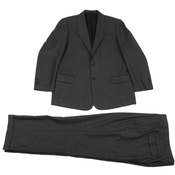 【中古】 パパスPapas Martin Sons&Co. SUPER120'S & CASMERE ウールカシミヤストライプセットアップスーツ グレー48M 52LL【メンズ】|PLAYFUL