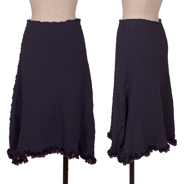 【中古】 イッセイミヤケミーISSEY MIYAKE me 染めボアトリムカリフラワースカート 紺紫F【レディース】