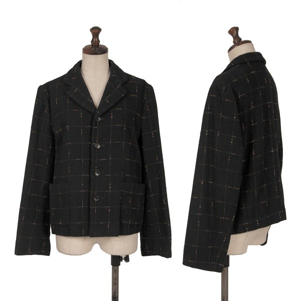 【中古】 ローブドシャンブル コムデギャルソンrobe de chambre COMME des GARCONS カラーネップチェックジャケット 黒他L【レディース】|PLAYFUL