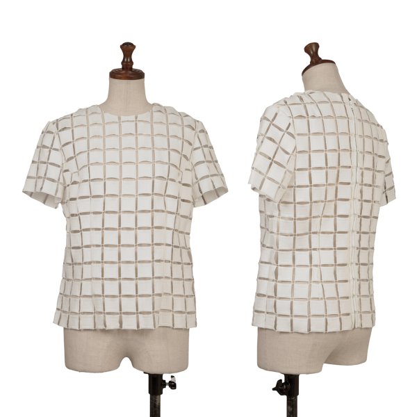 【中古】 コムデギャルソンCOMME des GARCONS ボックスチュールレイヤード半袖トップス 白S位【レディース】｜PLAYFUL
