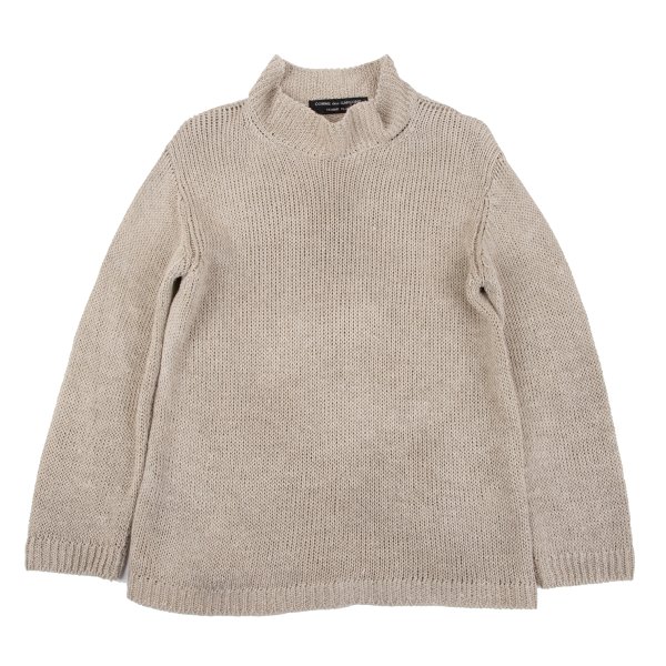 【中古】 コムデ給仕 オムプリュスCOMME des GARCONS HOMME PLUS リネンローゲージハイネックニットセーター ベージュM位【メンズ】