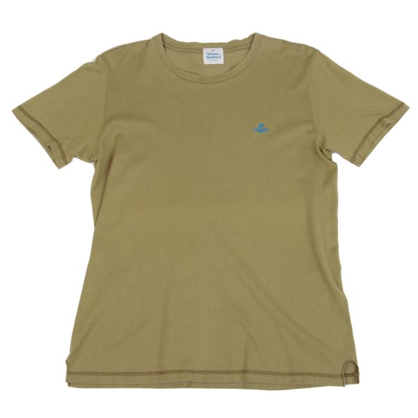 【中古】 ヴィヴィアンウエストウッドVivienne Westwood ポイントオーブ刺しゅうティーシャツ カーキM系【レディース】