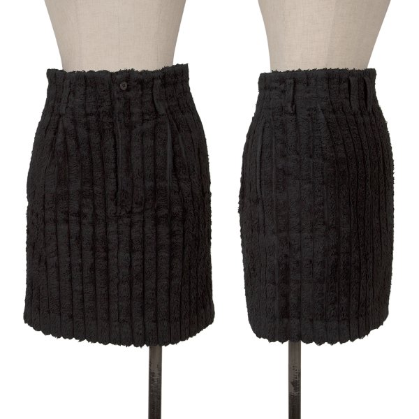 【中古】 イッセイミヤケISSEY MIYAKE I.S. コットンストライプパイルスカート 黒M【レディース】|PLAYFUL