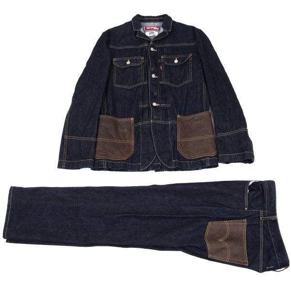 【中古】 目玉 ジュンヤワタナベ マン コムデ給仕×リーヴァイズジーンズ eye JUNYA WATANABE MAN×Levi\u0027s レザーパッチポケットデニムセットアップ インディゴM S【メンズ】