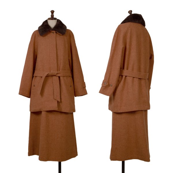 【中古】 マーガレットハウエルMARGARET HOWELL ウールハリスツイードセットアップ オレンジ色2【レディース】