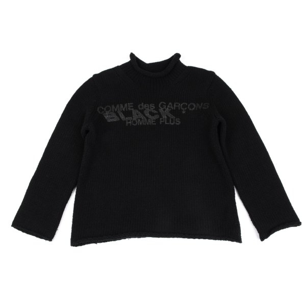 【中古】 コムデ給仕 オムプリュスCOMME des GARCONS HOMME PLUS ロゴプリントニットセーター 黒M位【メンズ】