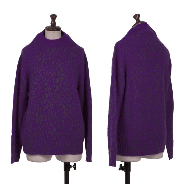 【中古】 トリココムデギャルソンtricot COMME des GARCONS アンゴラ混紡染めレオパードプリントニットセーター 紫M位【レディース】