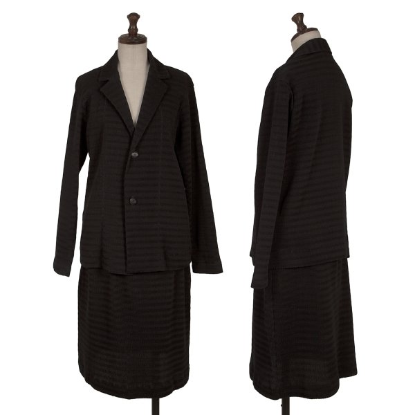 【中古】 イッセイミヤケISSEY MIYAKE 間借り人織り筋目セットアップ 黒2【レディース】