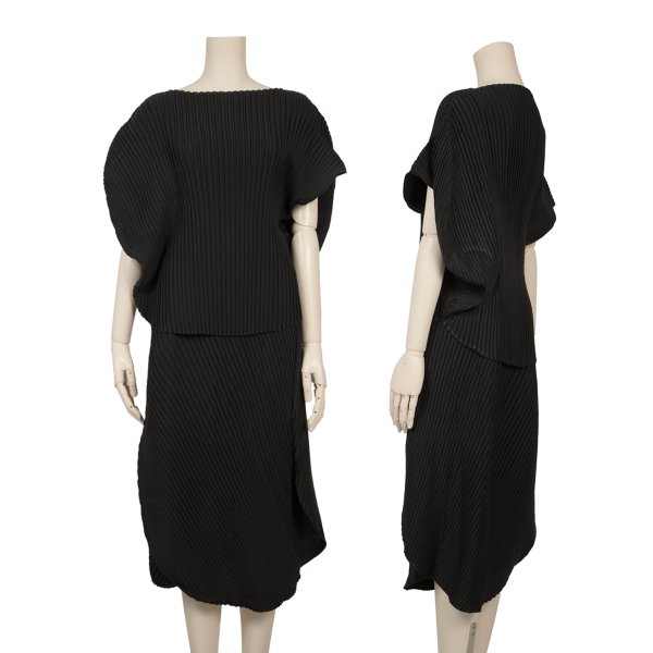 【中古】 イッセイミヤケISSEY MIYAKE サークルデザインプリーツセットアップ 黒2【レディース】