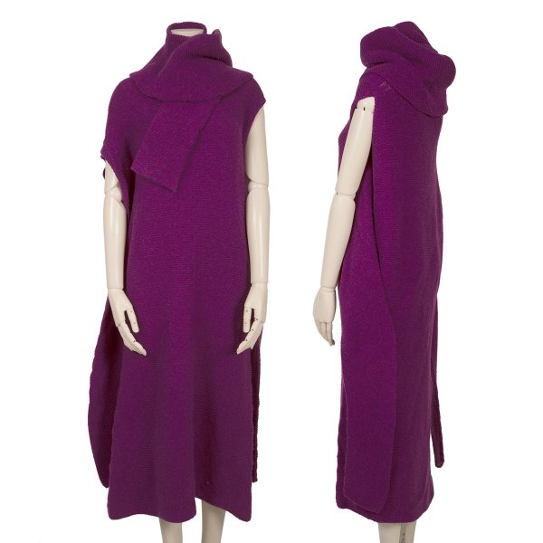 【中古】 イッセイミヤケISSEY MIYAKE ストールデザインニットワンピース 紫2【レディース】｜PLAYFUL