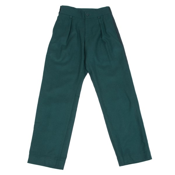 【中古】 イッセイミヤケISSEY MIYAKE サイドリブ切替混紡ウールパンツ 緑1【レディース】|PLAYFUL
