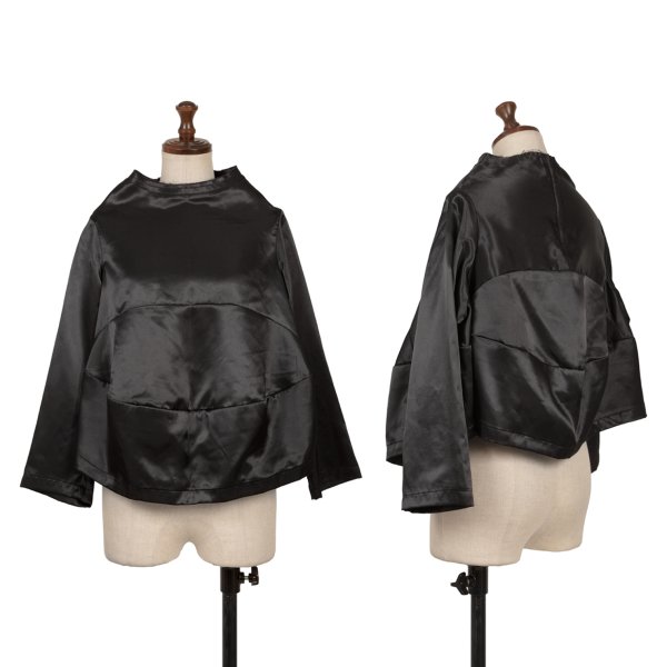 【中古】 コムデギャルソンCOMME des GARCONS ラウンド切替フレアサテンブラウス 黒XS【レディース】｜PLAYFUL 23,921円