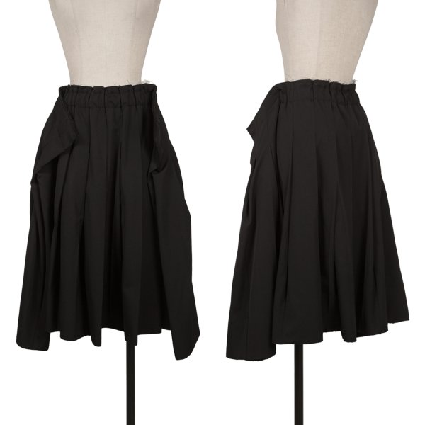 【中古】 コムコム コムデギャルソンCOMME des GARCONS ウールプリーツフラットデザインスカート 黒XS【レディース】｜PLAYFUL
