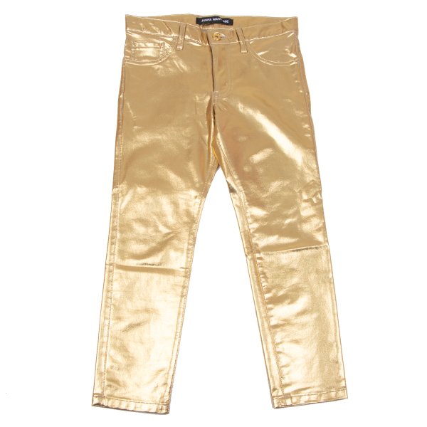 【中古】 ジュンヤワタナベJUNYA WATANABE メタリックストレッチスリムパンツ ゴールドXS【レディース】