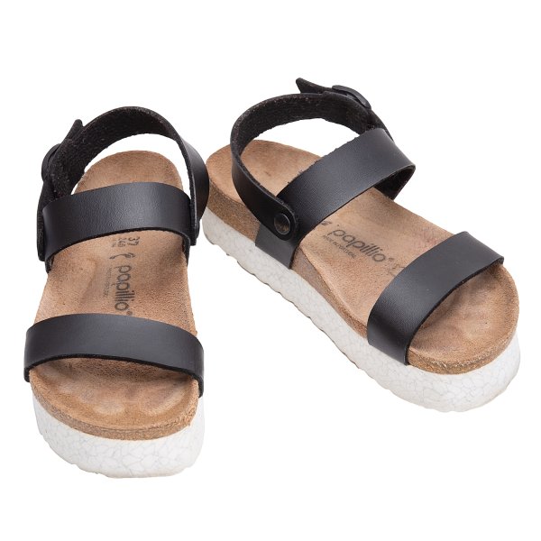 【中古】 ビルケンシュトックBIRKENSTOCK Papillio ストラップレザーサンダル 黒茶24【レディース】|PLAYFUL