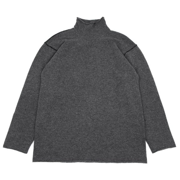 【中古】 ワイズフォーメンY\u0027s for men ウールナイロンステッチデザインハイネックニットセーター 薄墨色M位【メンズ】