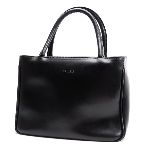 【中古】 フルラFURLA ロゴエンボスレザーハンドバッグ 黒【レディース】