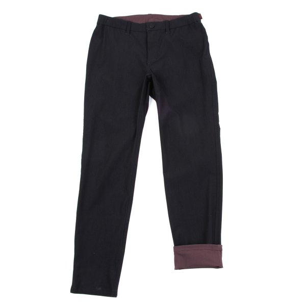 【中古】 イッセイミヤケハート形ISSEY MIYAKE HaaT リバーシブルストレッチスキニーパンツ 黒ボルドーワイン1【レディース】