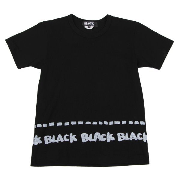 【中古】 ブラックコムデギャルソンBLACK COMME des GARCONS ヘムロゴプリントプルオーバー 黒S【レディース】