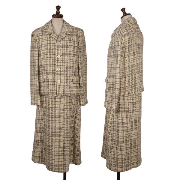 【中古】 コムデ給仕COMME des GARCONS ランダムチェックジャガードアンサンブル 象牙色M【レディース】
