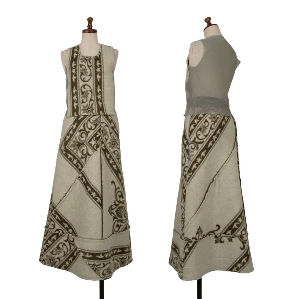 【中古】 コムデ給仕COMME des GARCONS エスニック柄起毛うつり変わりセットアップ ベージュ茶他M位【レディース】
