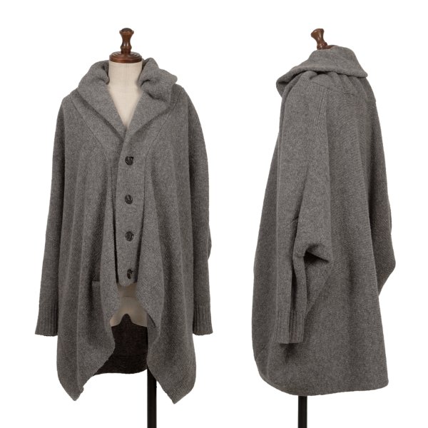 【中古】 ズッカzucca ウールワイドニットジャケット グレーM【レディース】｜PLAYFUL