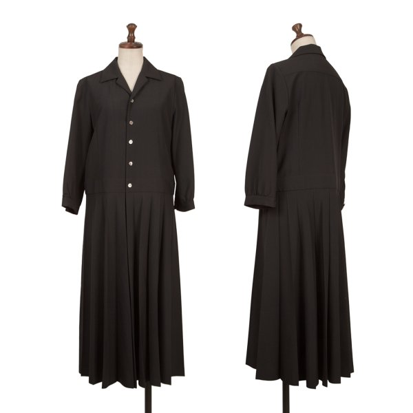 【中古】 トリココムデギャルソンtricot COMME des GARCONS ウールプリーツプルオーバーワンピース 黒M位【レディース】｜PLAYFUL