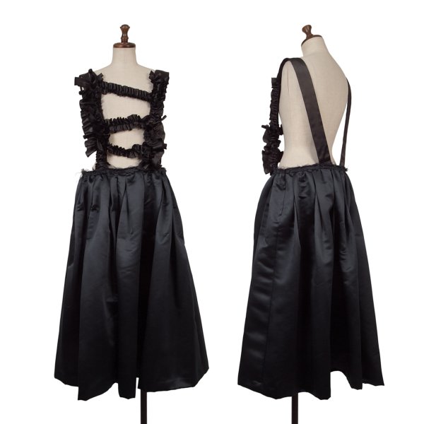【中古】 コムコム コムデギャルソンCOMME des GARCONS ポリフリルストラップ吊りスカート 紺黒S【レディース】｜PLAYFUL