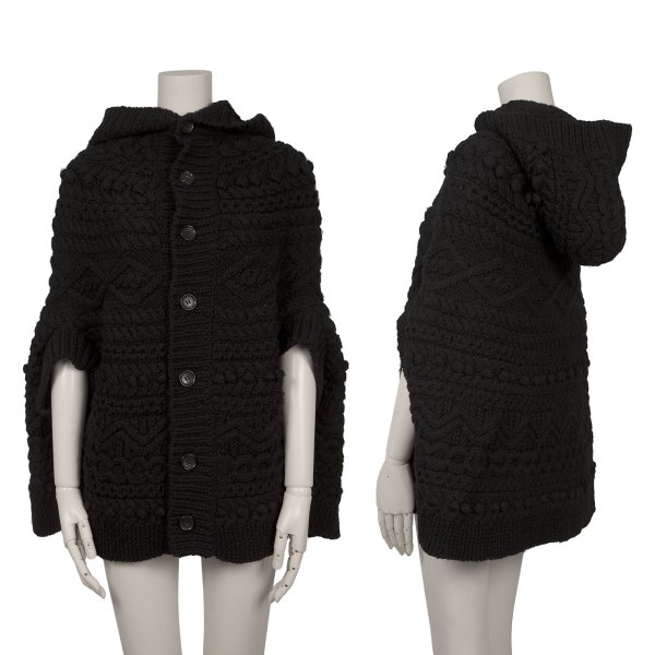 【中古】 トリココムデギャルソンtricot COMME des GARCONS ウールケーブルニットポンチョジャケット 黒M位【レディース】｜PLAYFUL 23,921円