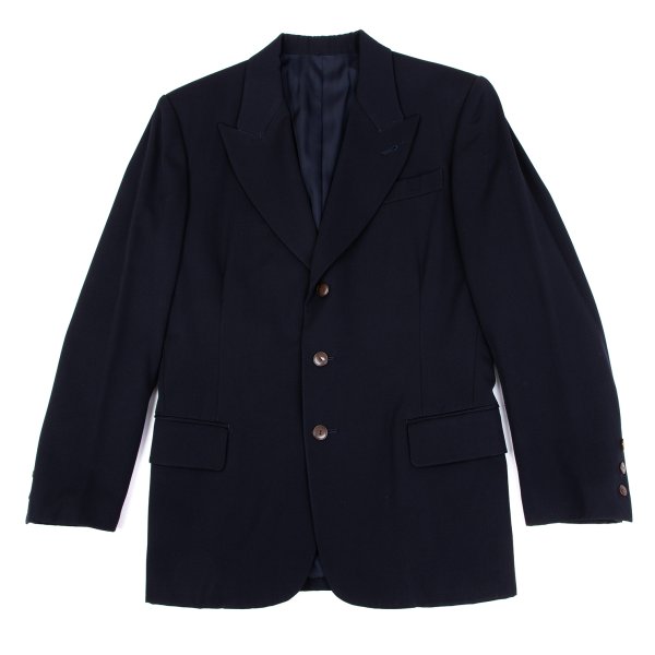 【中古】 ジャンポールゴルチエ オムJean Paul GAULTIER HOMME ウールピークドラペルジャケット 紺48【メンズ】｜PLAYFUL