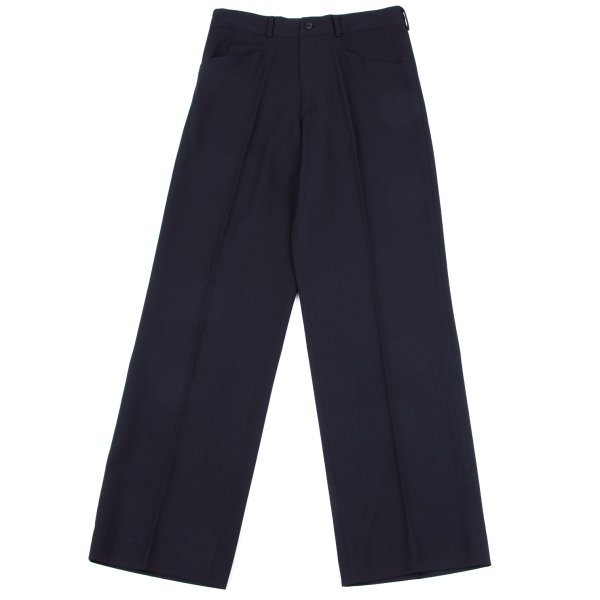 【中古】 ヨウジヤマモト ファムYohji Yamamoto FEMME ウールギャバセンタープレスパンツ 紺S【レディース】｜PLAYFUL