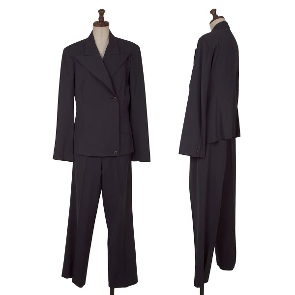 【中古】 ヨウジヤマモト ファムYohji Yamamoto FEMME ウールギャバセットアップ 紺S【レディース】