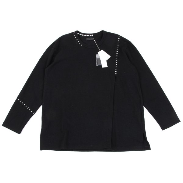 【中古】 敷き地s\u0027yte 毛糸混ステッチレイヤードニットソー 黒3【メンズ】