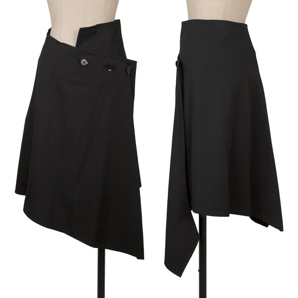 【中古】 ヨウジヤマモト ノアールYohji Yamamoto NOIR ウールギャバボタンラップスカート 黒2【レディース】