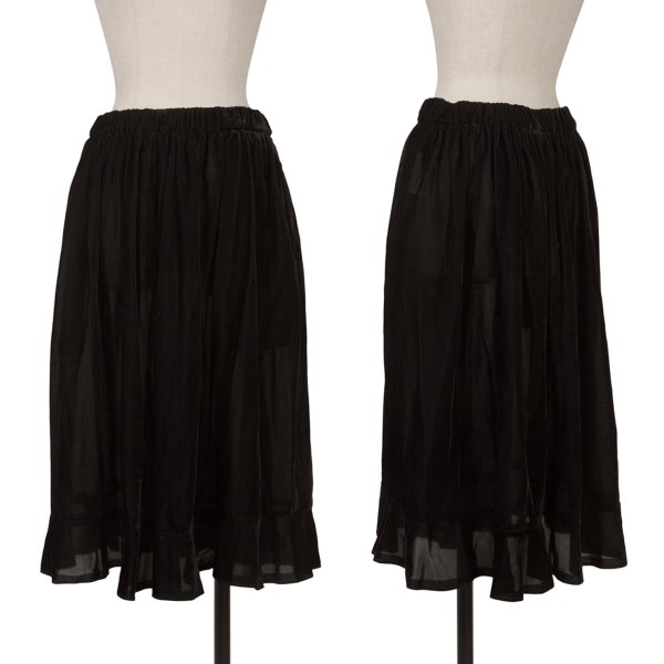 【中古】 ブラックコムデギャルソンBLACK COMME des GARCONS 裳裾うつり変わりベロアシアースカート 黒S【レディース】