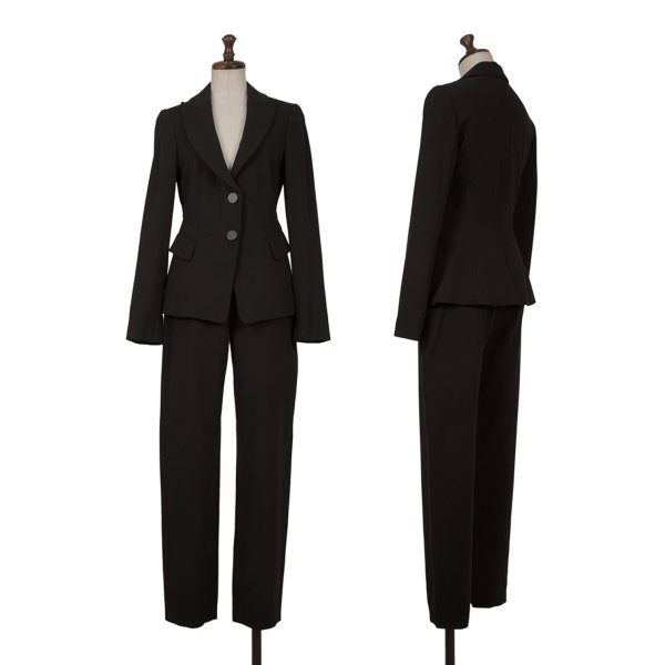 【中古】 ジョルジオ アルマーニGIORGIO ARMANI ウールセットアップスーツ 黒36【レディース】