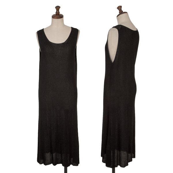 【中古】 ワイズY's レーヨンノースリーブワッフルニットワンピース 黒M位【レディース】｜PLAYFUL