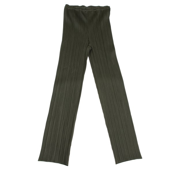 【中古】 プリーツプリーズPLEATS PLEASE プリーツストレートパンツ カーキ2【レディース】｜PLAYFUL